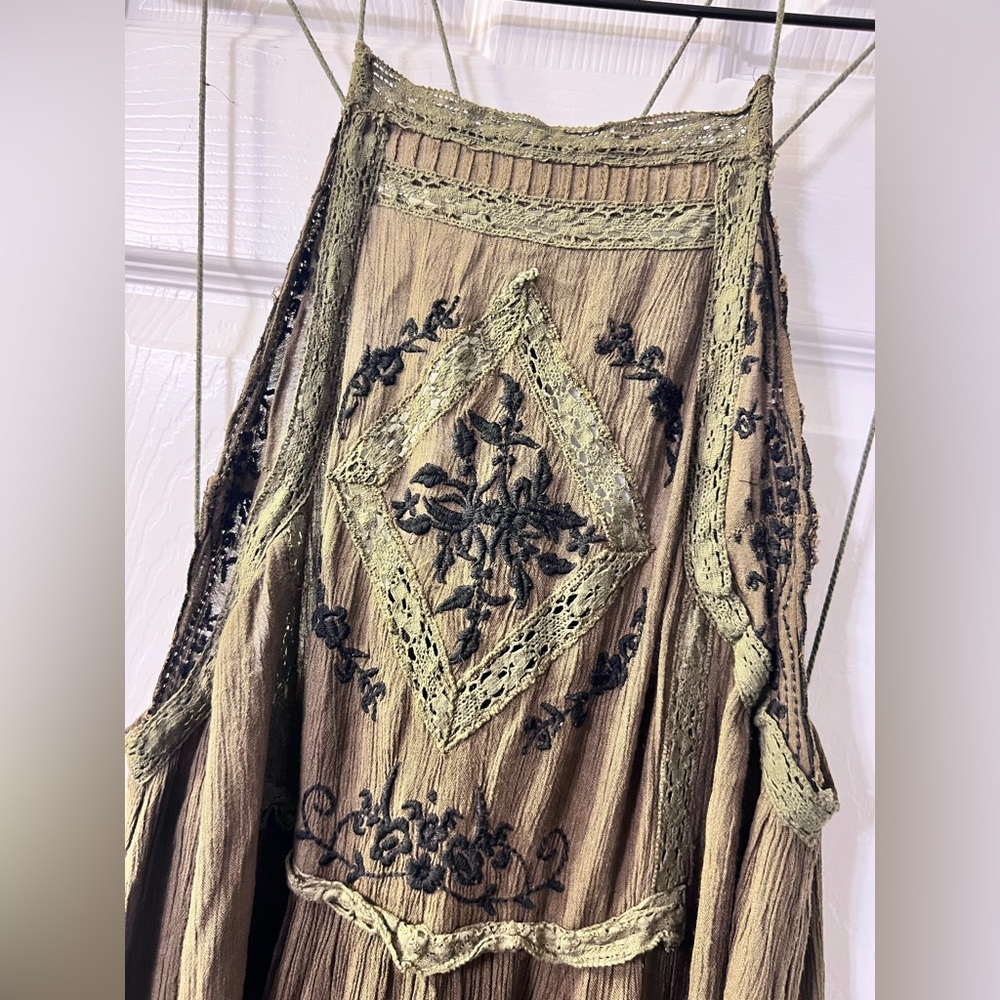 ⭐️Free People Green Diamonds In The Sky Midi Dress - Picture 7 of 10